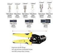 KIT de prensado de terminales de alambre, herramienta de prensado de trinquete de AWG 26-16 con conectores de pala macho hembra de 840 Uds para reparaciones DIY