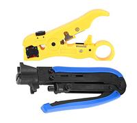 Kit de prensador y pelacables para cable coaxial, 2 piezas, herramienta profesional de compresión RG59, RG6, RG7 y RG11 con mangos ergonómicos para instaladores de antenas de TV y