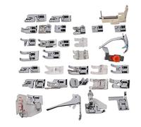 Kit de Prensatelas Juego de Máquinas de Coser para el Hogar 32 Piezas Accesorios Máquina de Coser Prensatelas Combinación de Acero Inoxidable Máquina de Coser Pedal de Pie Pie de