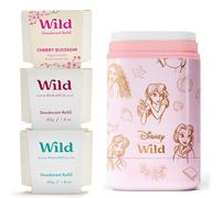 Kit de primer desodorante Wild natural recargable colaboración con Disney | Viene carcasa de Princesas Disney de edición limitada con aromas Ocean Mist, Fresh Cotton & Sea Salt y Coconut & Vanilla