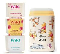 Kit de primer desodorante Wild natural recargable colaboración con Disney | Viene carcasa de Winnie the Pooh de edición limitada con aromas Honey & Cactus, Fresh Cotton & Sea Salt y Cherry Blossom