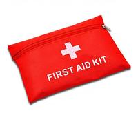 Kit de Primeros Auxilios Compacto, Estuche Médico de Emergencia Rojo con Vendajes, Tijeras, Pinza Depiladora, 7,9 x 5,1 cm, 12 Artículos Esenciales