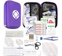 Kit de primeros auxilios de supervivencia para el hogar, kit de emergencia, color morado, 273 piezas, suministros de viaje, set de primeros auxilios, artículos esenciales para el hogar, camping
