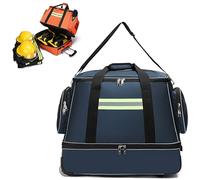 Kit de primeros auxilios médicos de emergencia, bolsa médica rodante con ruedas, barra telescópica, correa de hombro ajustable para salud en el hogar y uso profesional, azul marino, S