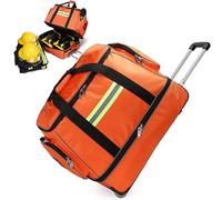 Kit de primeros auxilios médicos de emergencia, bolsa rodante con ruedas, barra telescópica, correa de hombro y diseño organizativo para profesionales médicos y de salud en el hogar, Orange, L