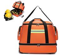 Kit de primeros auxilios médicos de emergencia, bolsa rodante con ruedas, barra telescópica, correa de hombro y diseño organizativo para profesionales médicos y de salud en el hogar, Orange, S