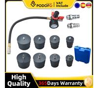 Kit de probador de fugas de presión de aire con cargador de sistema Turbo, 9 Uds., con 4 pares de adaptadores escalonados para la mayoría de los coches Blue