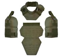 Kit de Protección 3 en 1 para Cuello, Hombros e Ingle, con Almohadillas y Protector Táctico para Hombros, Compatible con Diversos Chalecos.(Green)