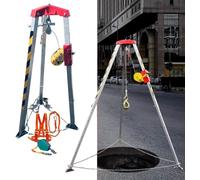 Kit de protección ajustable contra caídas con cabrestante de 19,8 m - Trípode de rescate para espacios reducidos Equipo de elevación de emergencia Arnés de seguridad de 544,3 kg de capacidad - Ideal