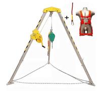 Kit de protección contra caídas de aluminio resistente, trípode telescópico para espacios reducidos, sistema de rescate de 4.47 pies con cuerda de seguridad, perfecto para uso industrial