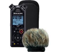 OM SYSTEM LS-P5 Protección contra el Viento/Kit para Exteriores - Grabadora de Audio de Alta resolución con Parabrisas, Funda Blanda, Cable Micro USB, baterías Recargables Incluidas