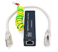 Kit de protección contra sobretensiones Gigabit Ethernet con cable de puente CAT 6a y cable de tierra (POE++, POE+, compatible con POE)