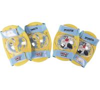 Kit de protección Nivel 1 Rodilleras Coderas Looney Tunes niño niñas Titti Silvestro Seguridad Bici Azul Amarillo