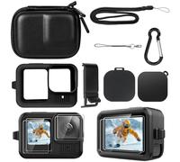 Kit de Protección y Almacenamiento para Go Pro Hero 13, Mini Estuche Rígido Negra + Funda Protectora de Silicona + Tapa Lateral de Batería Intercambiable + Protector de Pantalla + Tapa de Lente
