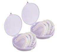 Kit de prótesis dentales ajustables de 2 piezas para dientes temporales, juego flexible de carilla, ajuste cómodo para dientes y parte superior inferior, sonrisa de solución instantánea, suave, sin