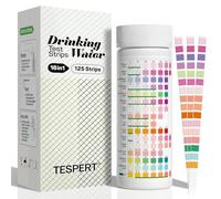 Kit de prueba de agua para agua potable - 125 tiras 16 en 1 pozos y kit de prueba de agua potable TESPERT tiras de prueba de agua con dureza, pH, mercurio, plomo, hierro, cobre, cloro, ácido cianúrico