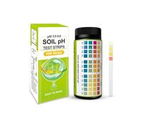 Kit de prueba de papel de pH del suelo, 100 tiras probadoras (rango 3.5-9), uso para jardín, hogar, césped, granja, jardinería, tierra, patio, compost, plantas de exterior e interior