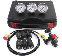 Kit de prueba de presión de nitrógeno, herramienta de diagnóstico del manómetro del sistema de carga del acumulador de nitrógeno hidráulico con 3 manómetros, 7 acoplamientos y 1 manguera de gas