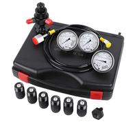 Kit de Prueba de PresióN de NitróGeno,Herramienta Juego de ManóMetros Digitales,Sistema de Carga Acumulador de NitróGeno HidráUlico con 3 ManóMetros,7 Acoplamientos y 1 Manguera de Gas