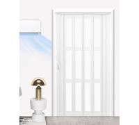 Kit de puerta corredera de aleación de aluminio con ventana de rejilla acrílica, solución de ahorro de espacio para armario, baño y divisor de habitaciones