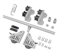 Kit de puerta corredera de granero de 3.3 a 26.6 pies, juego completo de accesorios de escalera de biblioteca, rodillo telescópico, rodillo de freno inferior, acabado plateado