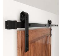 Kit de puerta corredera para puertas interiores: riel de puerta corredera de 200 cm para puerta individual - Kit de puertas correderas de granero negro suave y silencioso para dormitorio/baño (solo