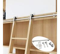 Kit De Puerta Corredera Tipo Granero Negra - Herrajes Para Riel Puerta Corredera Tipo Granero Sin Escalera, Kit De Herrajes Para Escalera Corredera Retráctil Con Ruedas