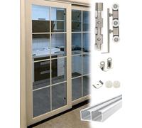 Kit de puerta corrediza - Accesorios de doble riel deslizante para puertas de cocina, incluye riel de puerta de bolsillo con tope para un funcionamiento suave