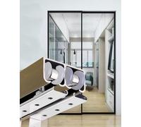 Kit de Puerta Corrediza de Doble Bolsillo para Puerta Corrediza de Derivación, Kit de Herrajes para Riel de 30, 48, 60, 72 Y 96 Pulgadas para Instalación de Puerta de Granero/145Inch/368.3Cm