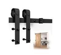 Kit de puerta corrediza de granero de acero al carbono, sistema de riel suave y resistente, hardware de rodillo que ahorra espacio para garaje, armario, despensa, 63 pulgadas