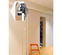 Kit de puerta corrediza - riel invisible fantasma para puerta corrediza, sin riel de suelo, herrajes para puerta de granero de cierre suave para un funcionamiento suave