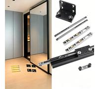 Kit de puerta corrediza sin rieles ocultos para puerta fantasma con cierre suave, sistema de riel de puerta de granero para sala de estudio, dormitorio, despensa, 19.7 pulgadas