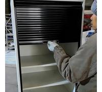 Kit de puerta de concertina con tirador manual y riel expuesto, persiana de acordeón de plástico para armario, armario o armario