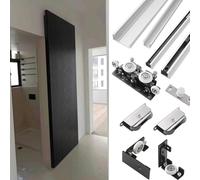 Kit de puerta deslizante - hardware de puerta deslizante oculta, con cierre suave, kit de puerta fantasma deslizante sin pista invisible, adecuado para puertas de madera individuales,1.5m/4.9ft
