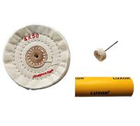 Kit de pulido de alto rendimiento, superacabado con un Luxor naranja, un disco de pulido Ø21 mm de franela y un disco suave Ø15 x 100 mm, blanco