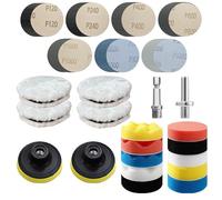 Kit de pulido de perforación de 78 piezas de 3 pulgadas, fijación de lijado de perforación de papel lijado seco húmedo con almohadillas de amortiguado para herramientas polacas