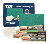 Kit de pulido TJR - Pasta abrasiva de 3 piezas con almohadilla abrasiva, fregona para pulir en 2 piezas, abrillantador para metales compatible con acero inoxidable, latón (medio)