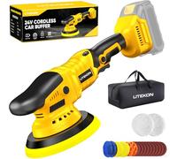 Kit de pulidor inalámbrico compatible con batería De-Walt de 20 V (sin batería), pulidora orbital de alta potencia de 2800-5800 RPM con velocidad variable, 21 accesorios de pulido, para pulido