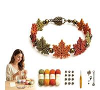 Kit de pulsera de ganchillo inspirado en la naturaleza, pulseras tejidas con diseño floral, mariposa, libélula y hoja de arce, con hilo, cuentas, perlas y gancho de ganchillo para adultos y