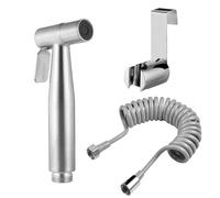 Kit de pulverizador de bidé de mano, con gancho de tanque de agua y manguera de ducha telescópica flexible de plástico ABS para fontanería, inodoro, bidé, pistola de baño (gris)