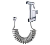 Kit de Pulverizador de Bidé de Mano - con gancho para tanque de agua y manguera de ducha telescópica flexible de ABS de 59 pulgadas - para Baño, Inodoro, Higiene Personal (Gris)