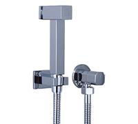 Kit de pulverizador de bidet de pulido cromado con botón de empuje de ducha cuadrada de latón para el tocador de montaje en la pared grifo de agua fría kit de higiene personal para higiene personal