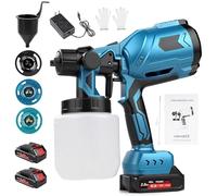 Kit de Pulverizador de Pintura A Batería 1000 Ml, Makita21V-Interfaz | Pistola Pulverizadora Eléctrica HVLP de 500W Y Con 2 Baterías, para Paredes, Techos, Vallas de Jardín