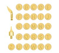 Kit de punta de combustión de madera, 28 piezas de letras en relieve en mayúsculas y hierro soldado, herramienta de mano de cobre para pirografía de cabeza para madera(tamaño: 0.4 pulgadas)