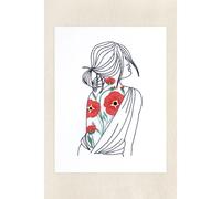 Kit de puntadas libres con estampado DMC "Retrato con amapolas", 17x28cm