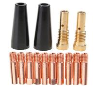 Kit De Puntas De Boquilla Sin Con Núcleos De Flujo 14AK Contacto De Soldadura MIG 0 8 Mm 0 030 6/10/12 Mm Soporte Difusor Antorcha Kit De Boquilla Sin Consumibles Para Antorcha Accesorios