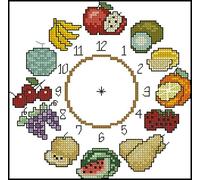 Kit de Punto de Cruz,11CT Estampado Kit punto de cruz con Hilos,Cara de reloj de frutaspara niños o adultos principiantes,DIY Kits de bordado para Decoración hogareña 40×50cm