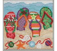 Kit de punto de cruz con cuentas ""Chanclas navide as"" de Mill Hill Buttons & Beads, serie invierno 2017, MH141735