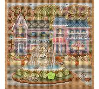 Kit de punto de cruz con cuentas Mill Hill Town Square, botones y cuentas, serie primavera 2023 MH142315