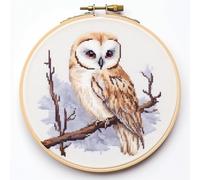 Kit de punto de cruz con diseño de búho, 14 quilates, 90 x 90 cm, 16 x 16 cm, 100% algodón, pequeño kit de punto de cruz fácil de contar